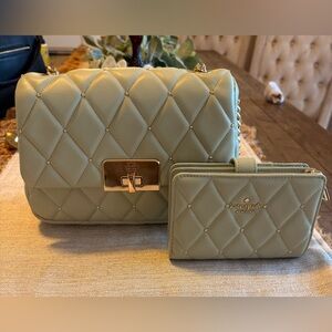Kate Spade Quilted sage adjustable crossbody